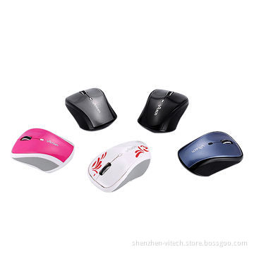 Wireless, 4D 2.4GHz USB Optical Mouse with White and Red Colors, 10m Working Distance